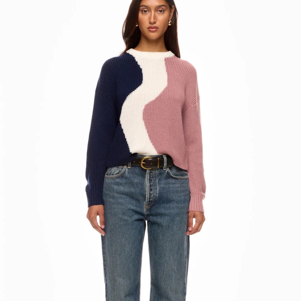 Peter Som Pink and Blue Colorblock Sweater